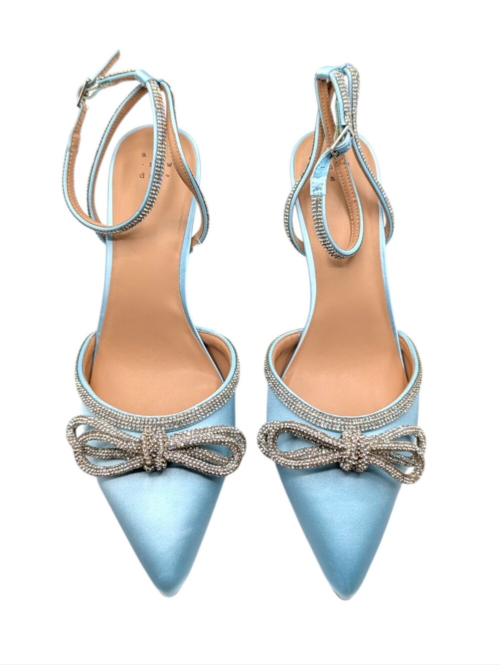 A New Day Carmin Turquoise Blue Rhinestone Bow Heels 11 New